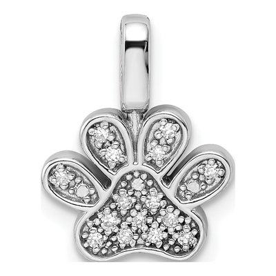 Sterling Silver 1/7 ct tw Diamond Pawprint Pendant