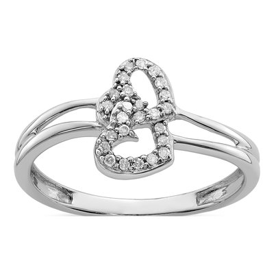 Sterling Silver 1/15 ct tw Diamond Heart Ring