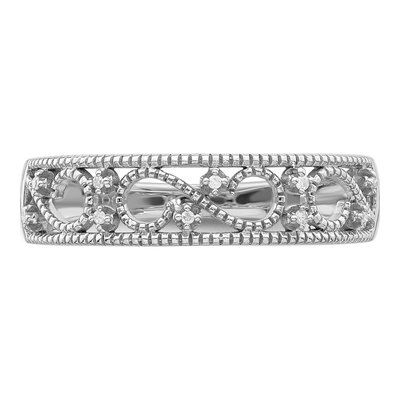 Sterling Silver Diamond Fancy Wedding Band – view 6
