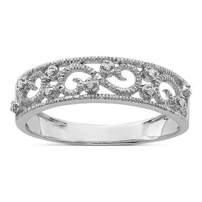 Sterling Silver Diamond Fancy Wedding Band