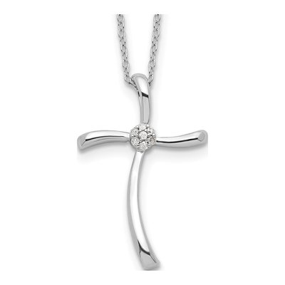 Sterling Silver 1/20 ct tw Diamond Cross Necklace
