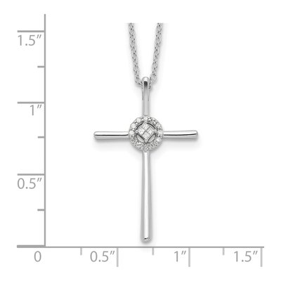 Sterling Silver 1/10 ct tw Diamond Cross Necklace – view 4