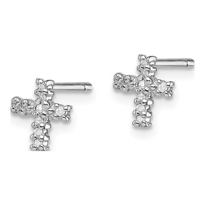 Sterling Silver Diamond Cross Stud Earrings – view 3
