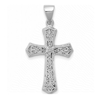 Sterling Silver Diamond Cross Pendant