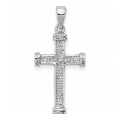 Sterling Silver Diamond Cross Pendant