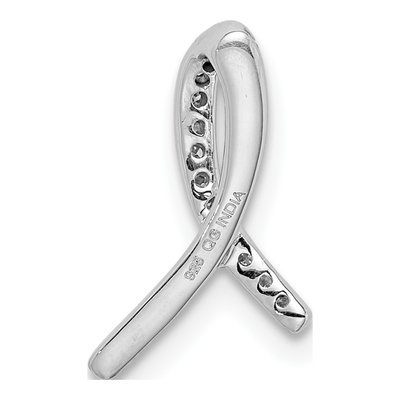 Sterling Silver 1/20 ct tw Diamond Awareness Ribbon Pendant – view 5