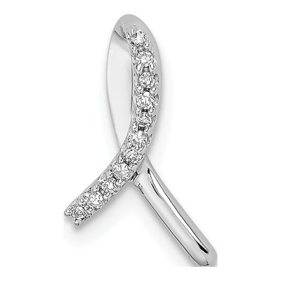 Sterling Silver 1/20 ct tw Diamond Awareness Ribbon Pendant