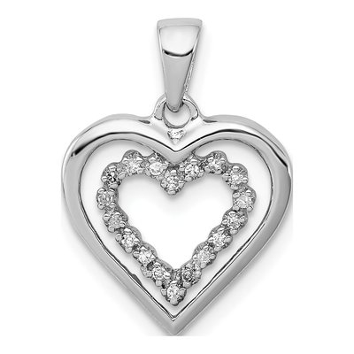 Sterling Silver 1/15 ct tw Diamond Heart Pendant