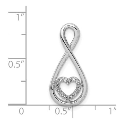 Sterling Silver 1/20 ct tw Diamond Heart Teardrop Slide Pendant – view 4