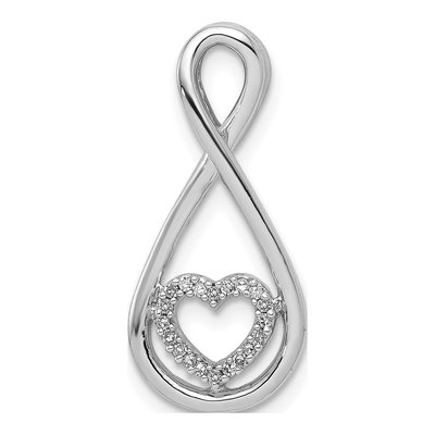 Sterling Silver 1/20 ct tw Diamond Heart Teardrop Slide Pendant