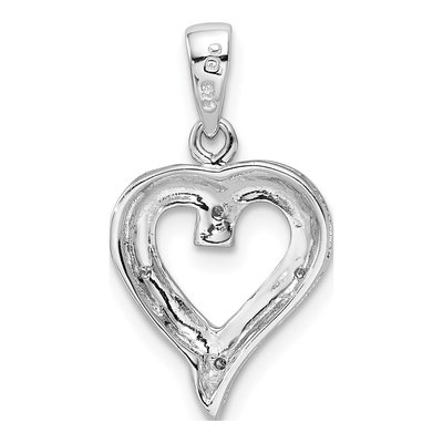 Sterling Silver Diamond Heart Pendant – view 5