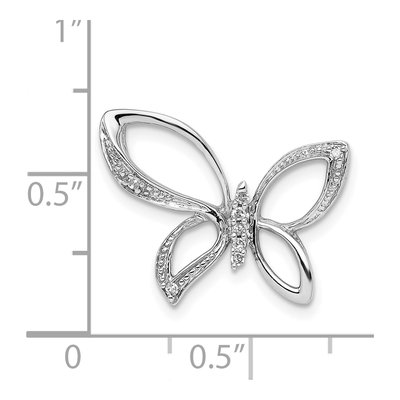 Sterling Silver Diamond Butterfly Pendant – view 4