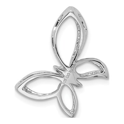 Sterling Silver Diamond Butterfly Pendant – view 5