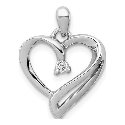 Sterling Silver 1/20 ct tw Diamond Heart Pendant