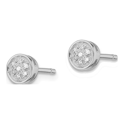 Sterling Silver 1/20 ct tw 0.004mm Round Diamond Circle Stud Earrings – view 4