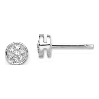 Sterling Silver 1/20 ct tw 0.004mm Round Diamond Circle Stud Earrings