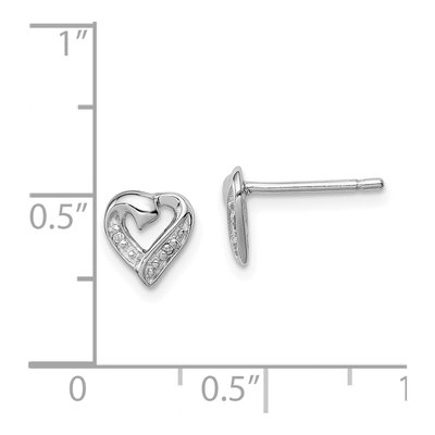 Sterling Silver Diamond Heart Stud Earrings – view 5