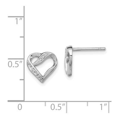 Sterling Silver Diamond Heart Stud Earrings – view 5