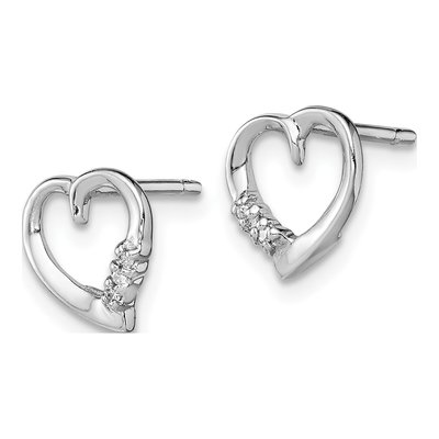 Sterling Silver Diamond Heart Stud Earrings – view 3