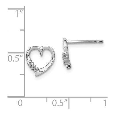 Sterling Silver Diamond Heart Stud Earrings – view 5