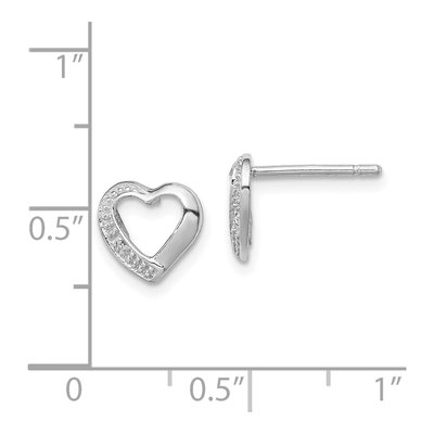 Sterling Silver Diamond Heart Stud Earrings – view 5