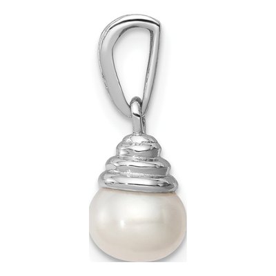 Sterling Silver Freshwater Cultured Pearl & Diamond Pendant – view 3