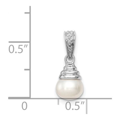 Sterling Silver Freshwater Cultured Pearl & Diamond Pendant – view 4