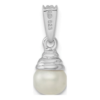 Sterling Silver Freshwater Cultured Pearl & Diamond Pendant – view 5