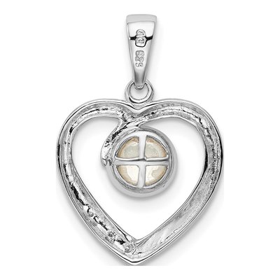 Sterling Silver Freshwater Cultured Pearl & Diamond Heart Pendant – view 5