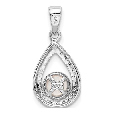 Sterling Silver Freshwater Pearl & Diamond Pendant – view 5