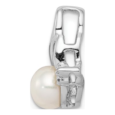 Sterling Silver Freshwater Cultured Pearl & Diamond Slide Pendant – view 3