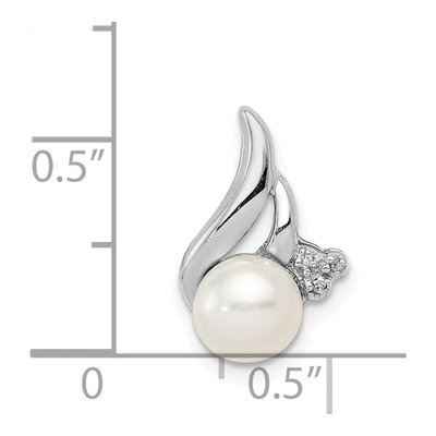 Sterling Silver Freshwater Cultured Pearl & Diamond Slide Pendant – view 4