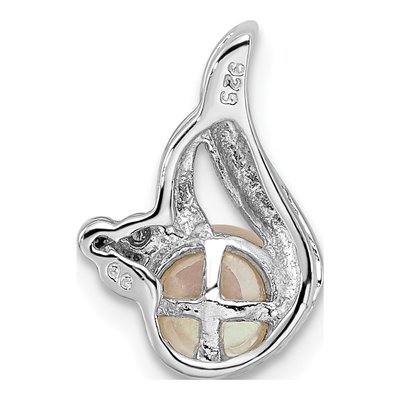 Sterling Silver Freshwater Cultured Pearl & Diamond Slide Pendant – view 5