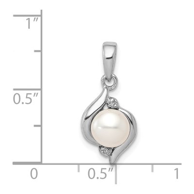 Sterling Silver Freshwater Cultured Pearl & Diamond Pendant – view 4