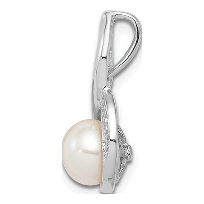 Sterling Silver Freshwater Cultured Pearl & Diamond Slide Pendant – view 3