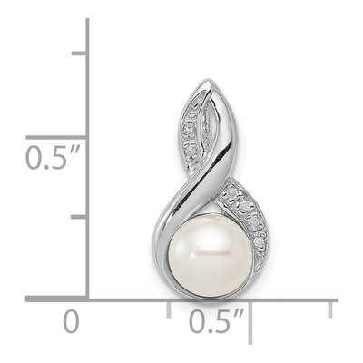 Sterling Silver Freshwater Cultured Pearl & Diamond Slide Pendant – view 4