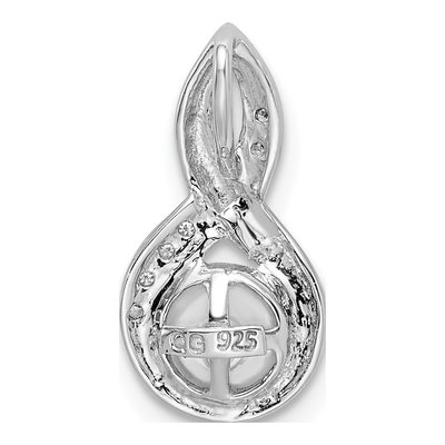 Sterling Silver Freshwater Cultured Pearl & Diamond Slide Pendant – view 5