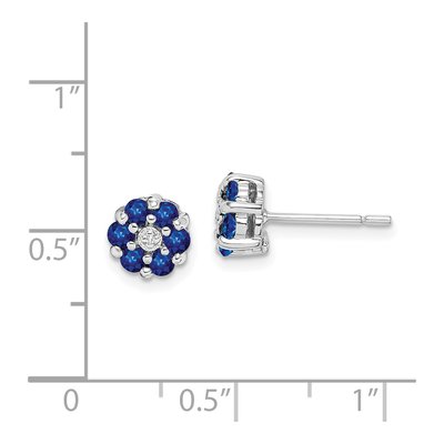 Sterling Silver 2.3mm Round Sapphire & Diamond Stud Earrings – view 6