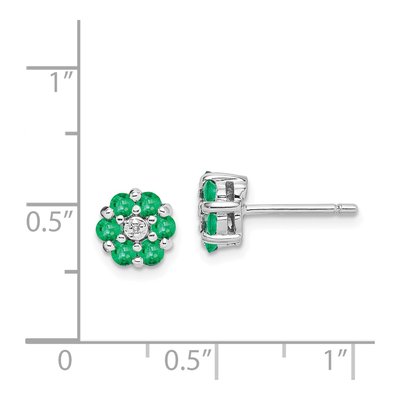 Sterling Silver 2.3mm Round Emerald & Diamond Stud Earrings – view 5