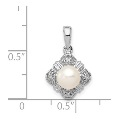 Sterling Silver 1/8 ct tw Freshwater Cultured Pearl & Diamond Pendant – view 4
