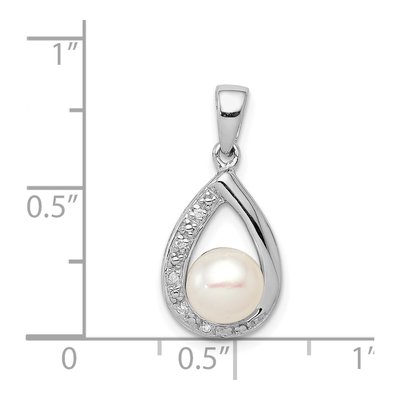 Sterling Silver Freshwater Cultured Pearl & Diamond Pendant – view 4