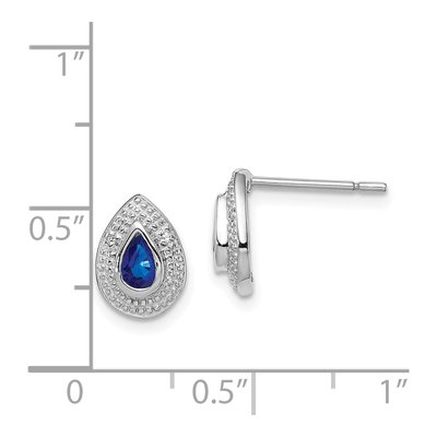 Sterling Silver Pear Sapphire & Diamond Stud Earrings – view 5