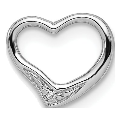 Sterling Silver Diamond Floating Heart Slide Pendant