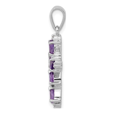 Sterling Silver Amethyst & Diamond Cross Pendant – view 3