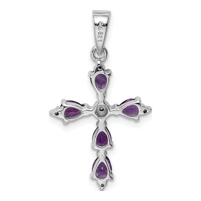 Sterling Silver Amethyst & Diamond Cross Pendant – view 4