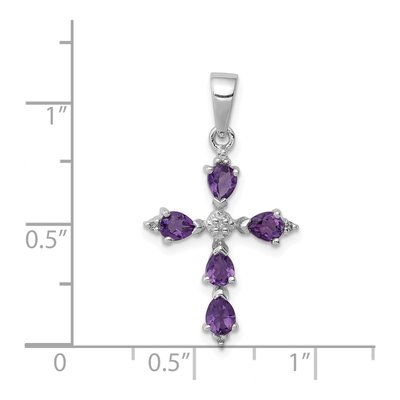 Sterling Silver Amethyst & Diamond Cross Pendant – view 5