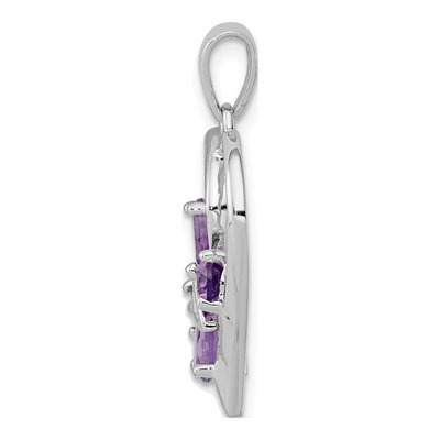 Sterling Silver Amethyst & Diamond Butterfly Heart Pendant – view 3