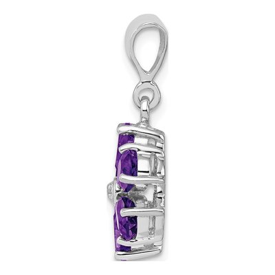 Sterling Silver Amethyst & Diamond Flower Pendant – view 3
