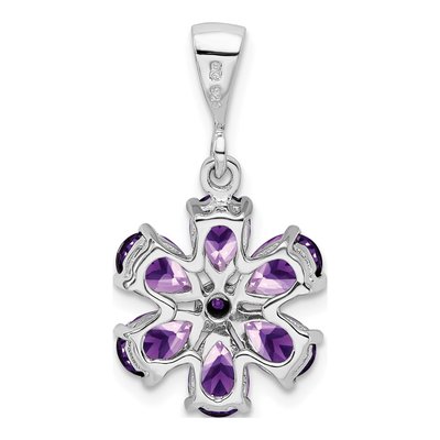 Sterling Silver Amethyst & Diamond Flower Pendant – view 5
