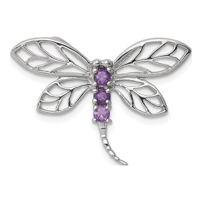 Sterling Silver Amethyst Dragonfly Pendant
